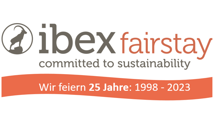 ibex fairstay Logo mit 25Jahre Jubliäum Clam